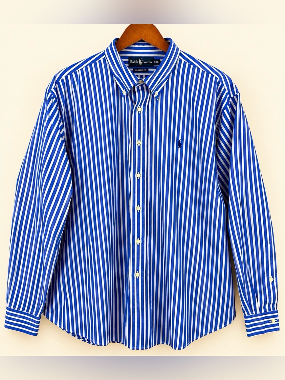 Ralph Lauren Classic Fit Blue White Striped Button Down Shirt XXL